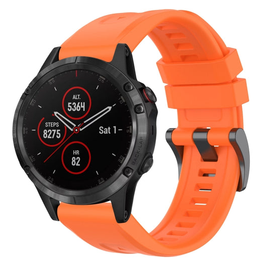 For Garmin Fenix 5 / Fenix 5 Plus Solid Color Black Buckle Silicone Quick Release Watch Band(Orange) - Watch Bands by buy2fix | Online Shopping UK | buy2fix