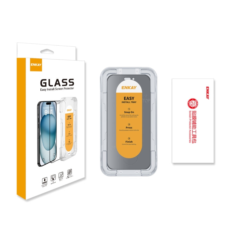 For iPhone 15 ENKAY Easy Install Anti-peeping Privacy Full Screen Tempered Glass Film - iPhone 15 Tempered Glass by ENKAY | Online Shopping UK | buy2fix