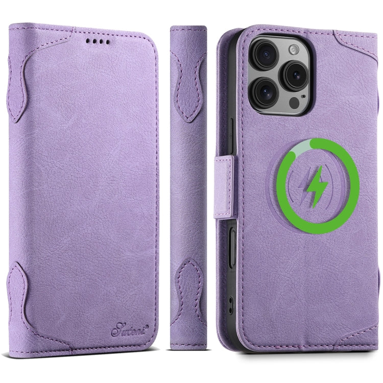 For iPhone 16 Pro SUTENI J07 Multifunctional Horizontal Flip Magsafe Leather Phone Case(Purple) - iPhone 16 Pro Cases by Suteni | Online Shopping UK | buy2fix