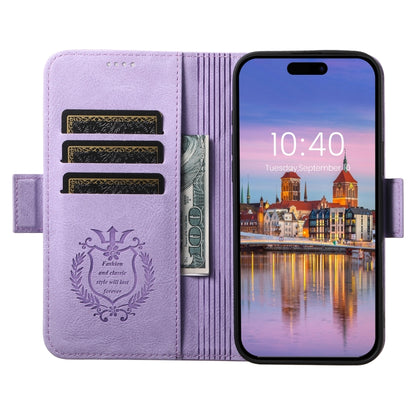 For iPhone 16 Pro SUTENI J07 Multifunctional Horizontal Flip Magsafe Leather Phone Case(Purple) - iPhone 16 Pro Cases by Suteni | Online Shopping UK | buy2fix