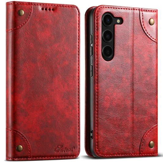 For Samsung Galaxy S24+ 5G Suteni Baroque Calf Texture Buckle Wallet Leather Phone Case(Red) - Galaxy S24+ 5G Cases by Suteni | Online Shopping UK | buy2fix