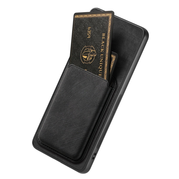 For OPPO Reno10 Pro Global Retro Leather Card Bag Magnetic Phone Case(Black) - OPPO Cases by buy2fix | Online Shopping UK | buy2fix