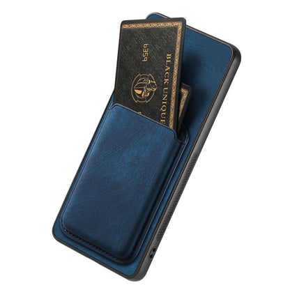For OPPO Reno8 T 5G Retro Leather Card Bag Magnetic Phone Case(Blue) - OPPO Cases by buy2fix | Online Shopping UK | buy2fix