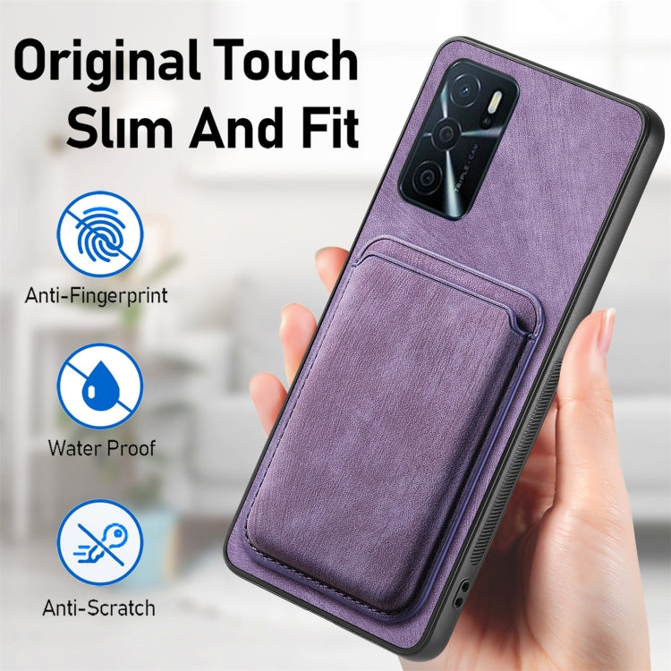 For OPPO Reno8 Z Retro Leather Card Bag Magnetic Phone Case(Purple) - OPPO Cases by buy2fix | Online Shopping UK | buy2fix