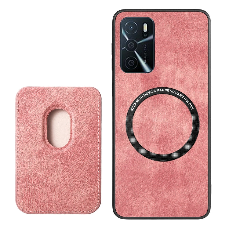 For OPPO Reno9 5G Retro Leather Card Bag Magnetic Phone Case(Pink) - OPPO Cases by buy2fix | Online Shopping UK | buy2fix