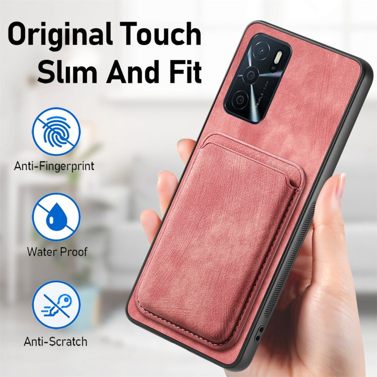 For OPPO Reno9 5G Retro Leather Card Bag Magnetic Phone Case(Pink) - OPPO Cases by buy2fix | Online Shopping UK | buy2fix