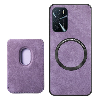 For OPPO A17 Retro Leather Card Bag Magnetic Phone Case(Purple) - OPPO Cases by buy2fix | Online Shopping UK | buy2fix