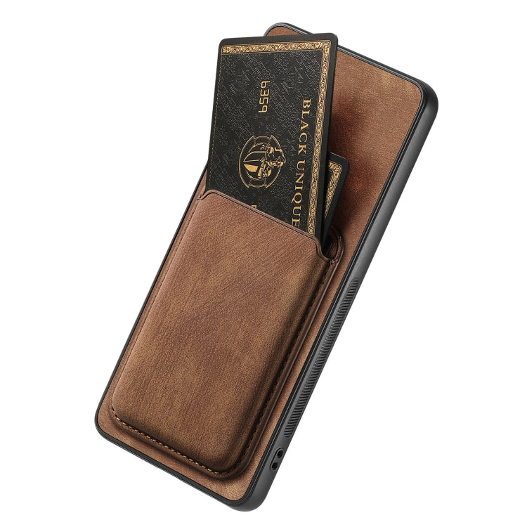 For OPPO Reno8 5G Retro Leather Card Bag Magnetic Phone Case(Brown) - OPPO Cases by buy2fix | Online Shopping UK | buy2fix