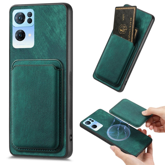 For OPPO Reno7 Pro 5G Retro Leather Card Bag Magnetic Phone Case(Green) - OPPO Cases by buy2fix | Online Shopping UK | buy2fix