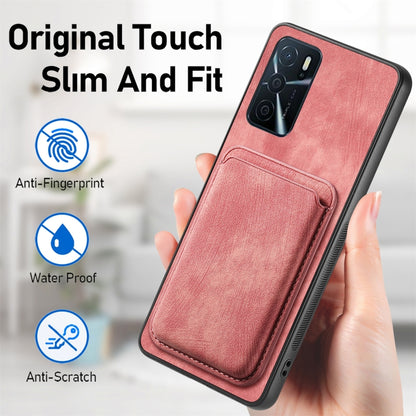 For OPPO A16K Retro Leather Card Bag Magnetic Phone Case(Pink) - OPPO Cases by buy2fix | Online Shopping UK | buy2fix