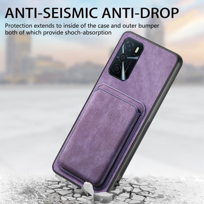 For OPPO A15 Retro Leather Card Bag Magnetic Phone Case(Purple) - OPPO Cases by buy2fix | Online Shopping UK | buy2fix