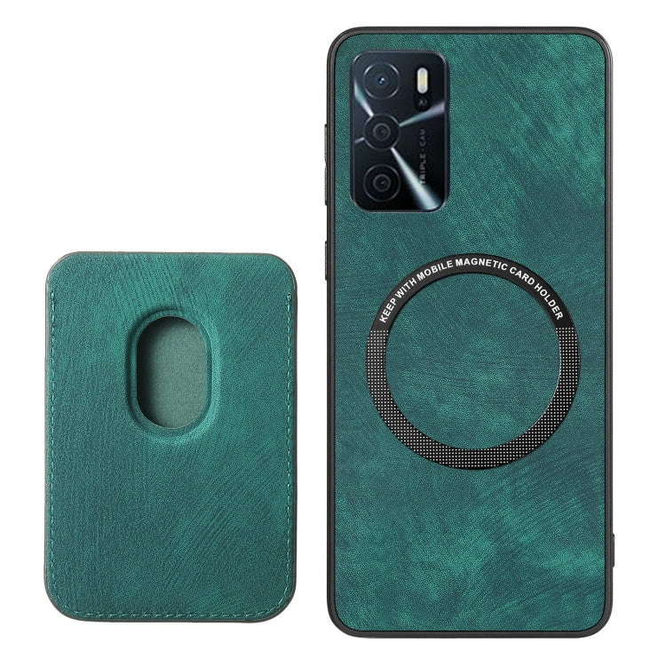 For OPPO A53 / A53S Retro Leather Card Bag Magnetic Phone Case(Green) - OPPO Cases by buy2fix | Online Shopping UK | buy2fix