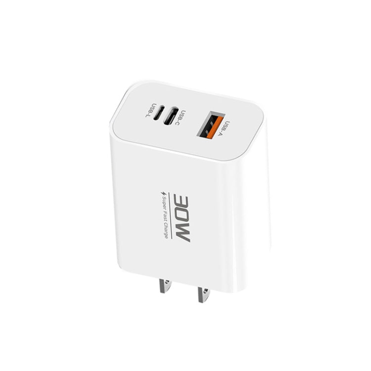 PD30W USB-C / Type-C + 8 Pin + USB Charger with Double Headed Type-C Data Cable(US Plug) - USB Charger by buy2fix | Online Shopping UK | buy2fix