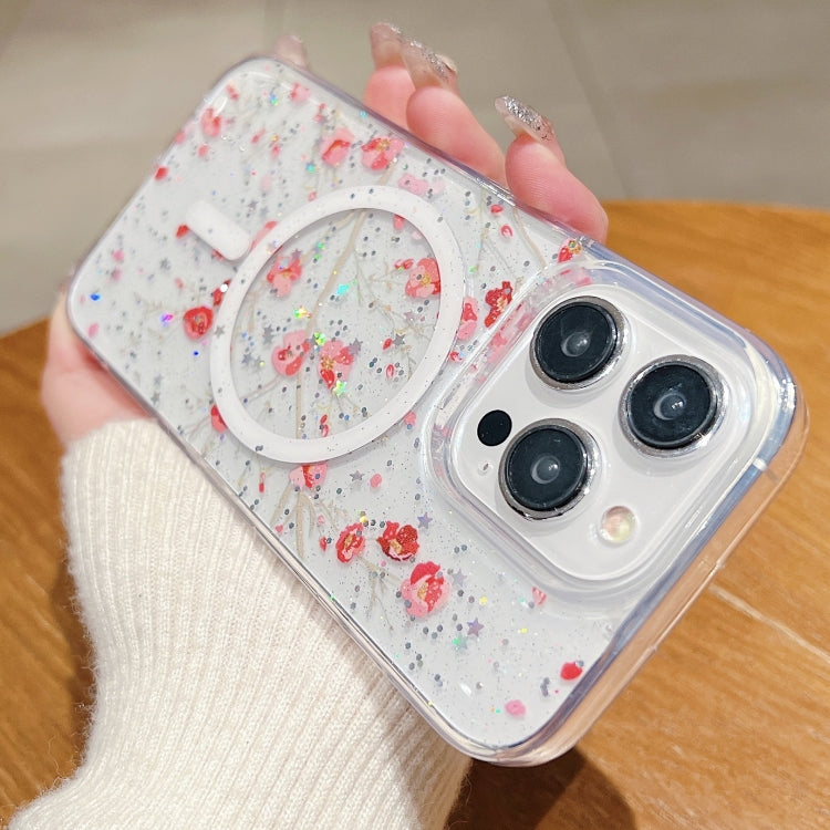 For iPhone 13 Pro Spring Garden MagSafe TPU Phone Case(F06 Blue White Flowers) - iPhone 13 Pro Cases by buy2fix | Online Shopping UK | buy2fix