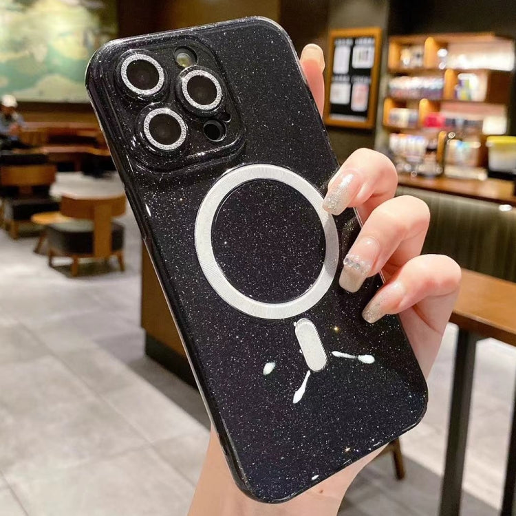 For iPhone 15 Pro Jelly Glitter Solid Color MagSafe TPU Phone Case(Starry Black) - iPhone 15 Pro Cases by buy2fix | Online Shopping UK | buy2fix