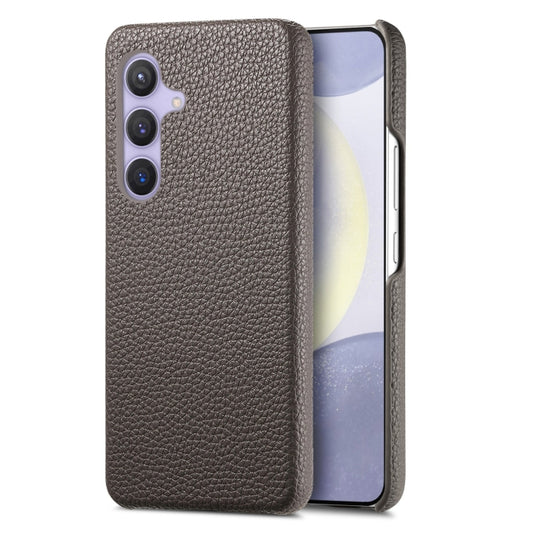 For Samsung Galaxy S24 5G Litchi Oil Edge Leather Back Phone Case(Grey) - Galaxy S24 5G Cases by buy2fix | Online Shopping UK | buy2fix