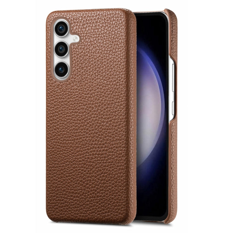 For Samsung Galaxy S23 FE 5G Litchi Oil Edge Leather Back Phone Case(Brown) - Galaxy S23 FE 5G Cases by buy2fix | Online Shopping UK | buy2fix