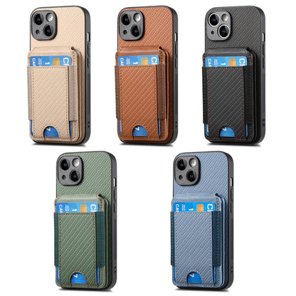 For iPhone 16 Pro Carbon Fiber Vertical Flip Wallet Stand Phone Case(Khaki) - iPhone 16 Pro Cases by buy2fix | Online Shopping UK | buy2fix