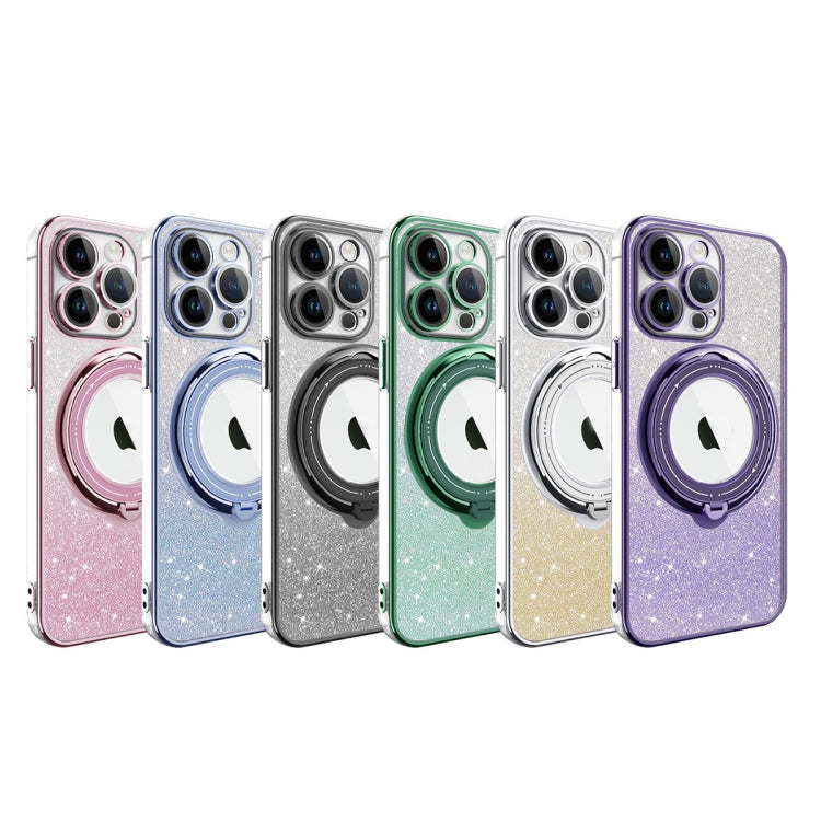 For iPhone X / XS Rotation MagSafe Holder Gradient Glitter TPU Phone Case(Night Purple) - More iPhone Cases by buy2fix | Online Shopping UK | buy2fix