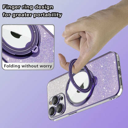 For iPhone 12  Rotation MagSafe Holder Gradient Glitter TPU Phone Case(Black) - iPhone 12 / 12 Pro Cases by buy2fix | Online Shopping UK | buy2fix