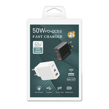 QC5.0 USB / PD25W Type-C Super Fast Charging Full Protocol Phone Charger, EU Plug(White) - USB Charger by buy2fix | Online Shopping UK | buy2fix