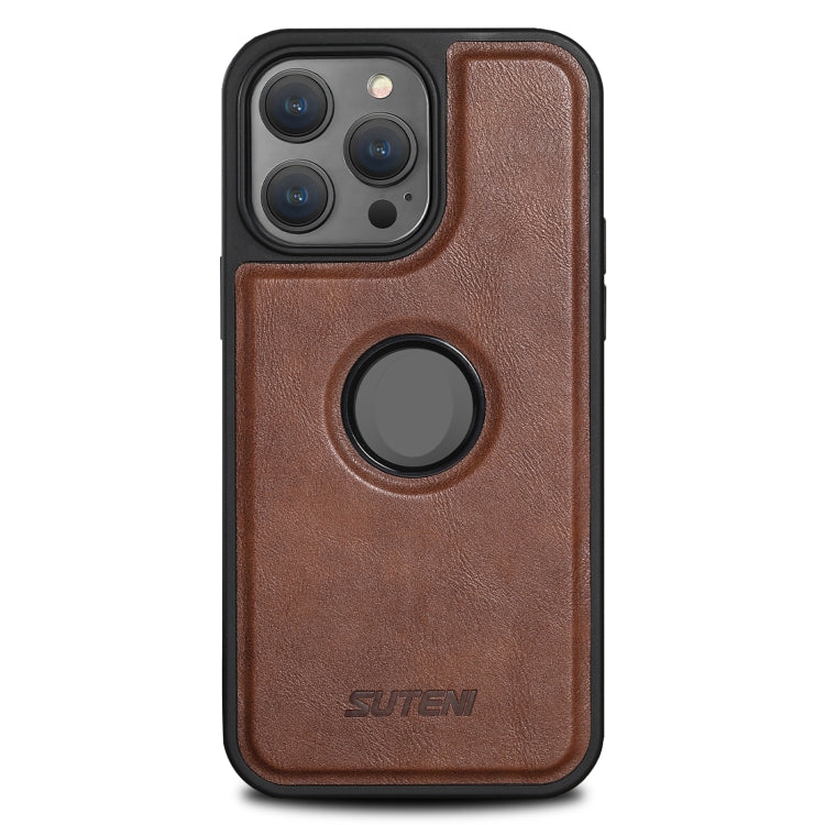 For iPhone 15 Pro Max Suteni G1 Magsafe Leather Back Phone Case(Brown) - iPhone 15 Pro Max Cases by Suteni | Online Shopping UK | buy2fix