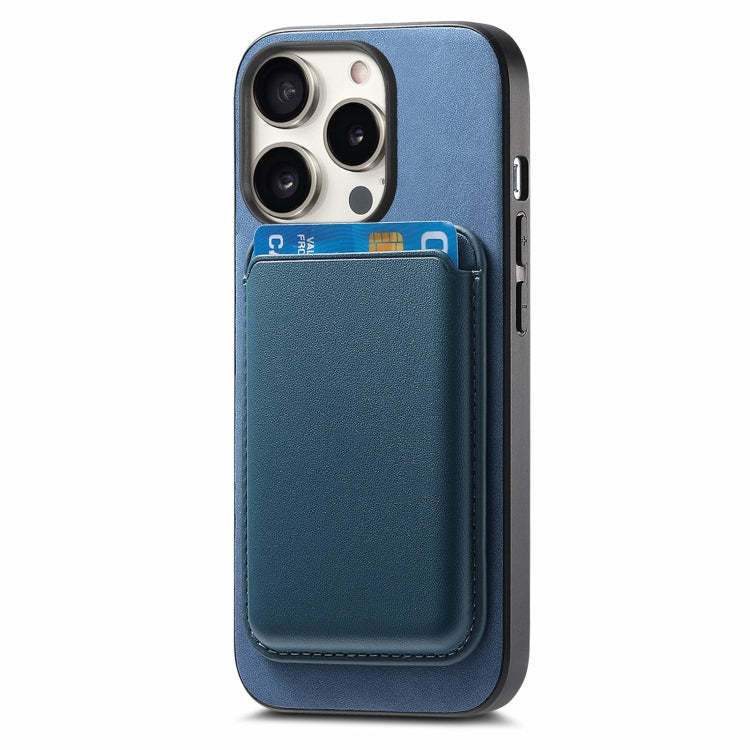 For iPhone 15 Pro Retro Magsafe Card Bag PU Back Cover Phone Case(Blue) - iPhone 15 Pro Cases by buy2fix | Online Shopping UK | buy2fix