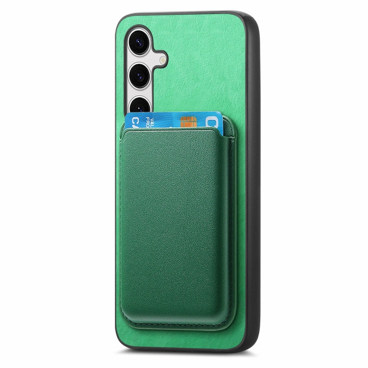 For Samsung Galaxy S25+ 5G Retro Magsafe Card Bag PU Back Cover Phone Case(Green) - Galaxy S25+ 5G Cases by buy2fix | Online Shopping UK | buy2fix