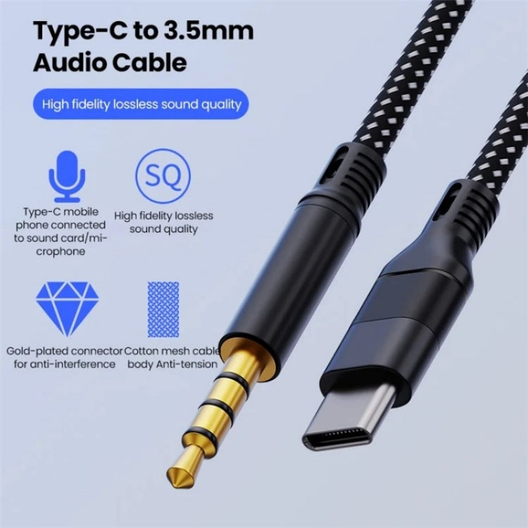 JS-101 USB-C / Type-C to 3.5mm Audio Cable Braided HiFi Sound AUX Cord, Length: 1.2m - Cable & Adapters by buy2fix | Online Shopping UK | buy2fix