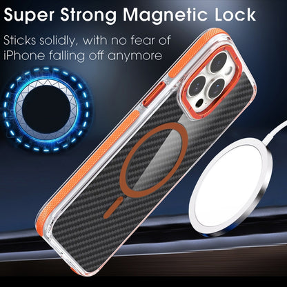 For iPhone 14 Pro Magsafe Dual-Color Carbon Fiber Phone Case(Orange) - iPhone 14 Pro Cases by buy2fix | Online Shopping UK | buy2fix