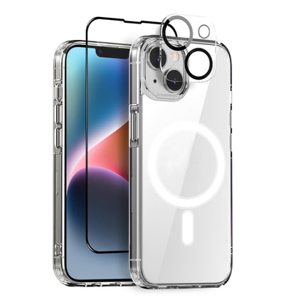 For iPhone 14 Plus NORTHJO 3 in 1 Magsafe Clear Phone Case with Screen Film + Rear Lens Film - iPhone 14 Plus Cases by NORTHJO | Online Shopping UK | buy2fix