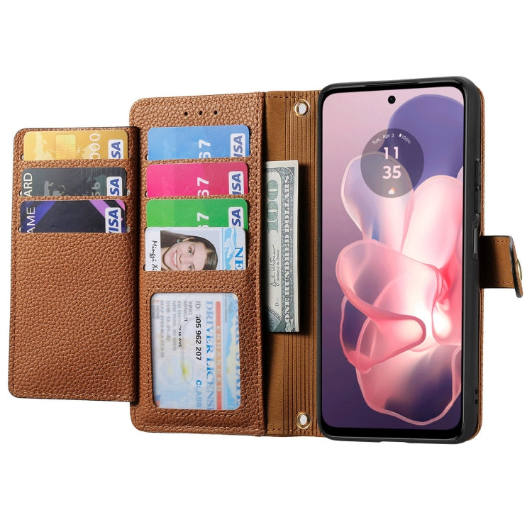 For Motorola Moto G Power 5G 2024 Love Zipper Lanyard Leather Phone Case(Brown) - Motorola Cases by buy2fix | Online Shopping UK | buy2fix