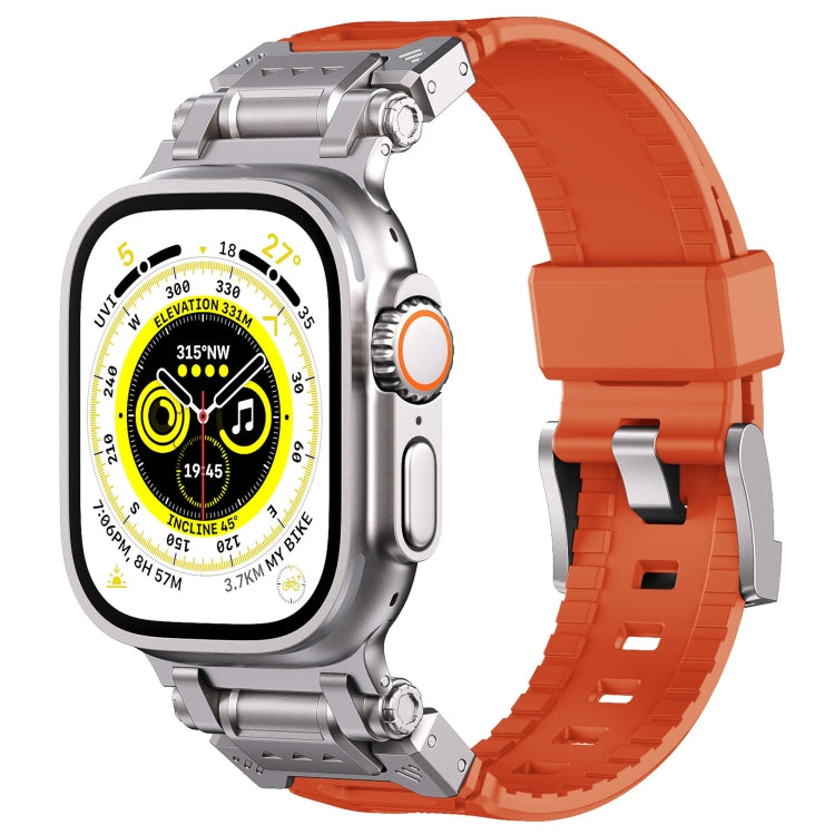 For Apple Watch Series 8 45mm Silicone Armor Mecha Head Watch Band(Orange) - Watch Bands by buy2fix | Online Shopping UK | buy2fix