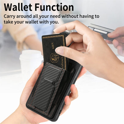 For Motorola Moto G 5G 2024 4G Carbon Fiber Fold Stand Elastic Card Bag Phone Case(Black) - Motorola Cases by buy2fix | Online Shopping UK | buy2fix