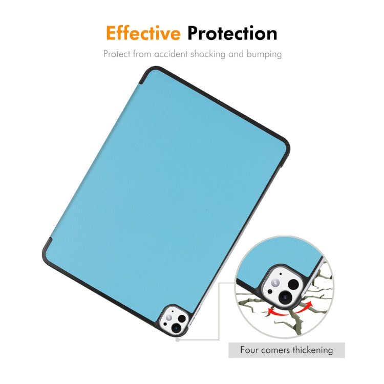 For iPad Pro 13 2024 ENKAY Tri-fold Custer Texture Platic Leather Smart Tablet Case(Light Blue) - iPad Pro 13 2024 Cases by ENKAY | Online Shopping UK | buy2fix