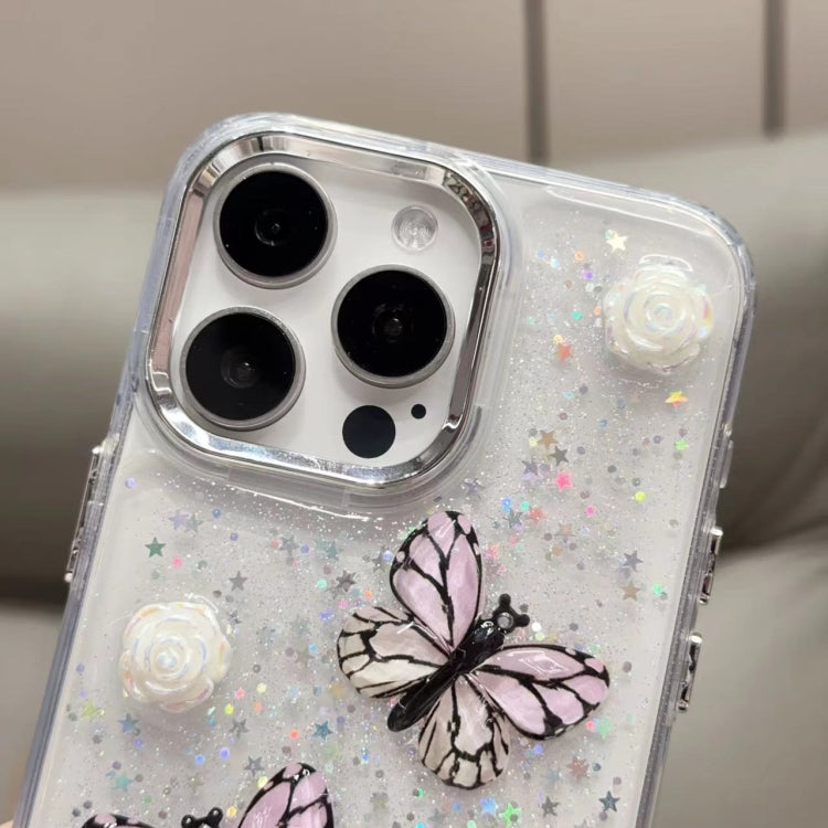 For iPhone 16 Pro Max Glitter 3D Butterfly TPU Phone Case(Pink) - iPhone 16 Pro Max Cases by buy2fix | Online Shopping UK | buy2fix