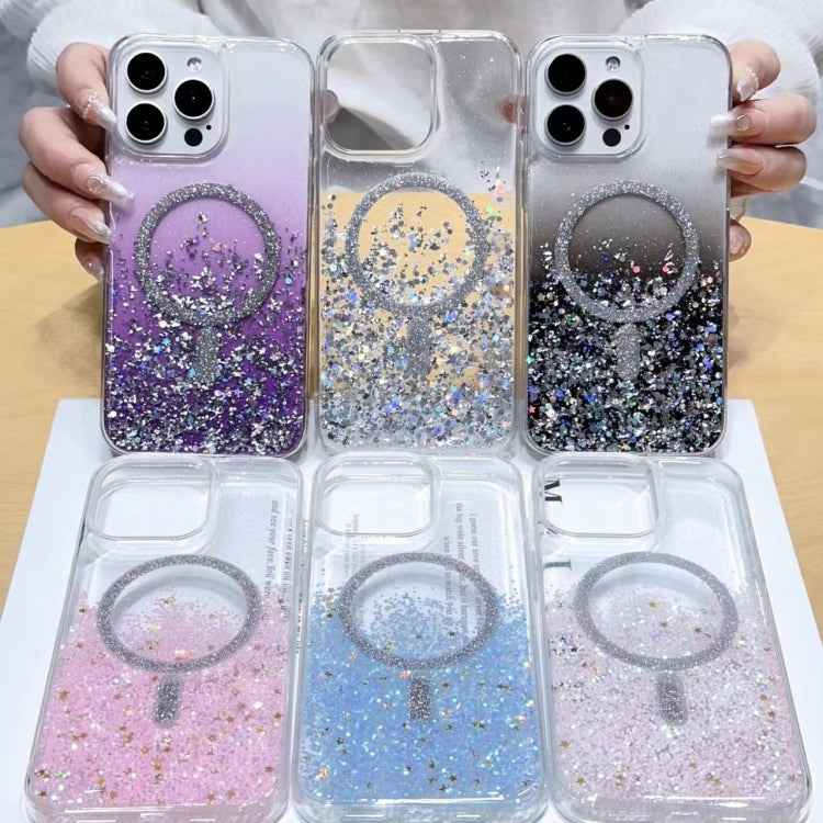 For iPhone 15 Pro Max Gradient Glitter MagSafe PC Hybrid TPU Phone Case(Gradient Purple) - iPhone 15 Pro Max Cases by buy2fix | Online Shopping UK | buy2fix