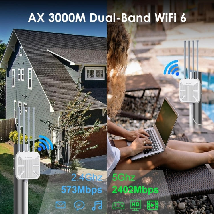 WAVLINK WN573HX3 AX3000 Waterproof Outdoor WiFi Wireless Outdoor Dual Band Router, Plug:EU Plug - Wireless Routers by WAVLINK | Online Shopping UK | buy2fix