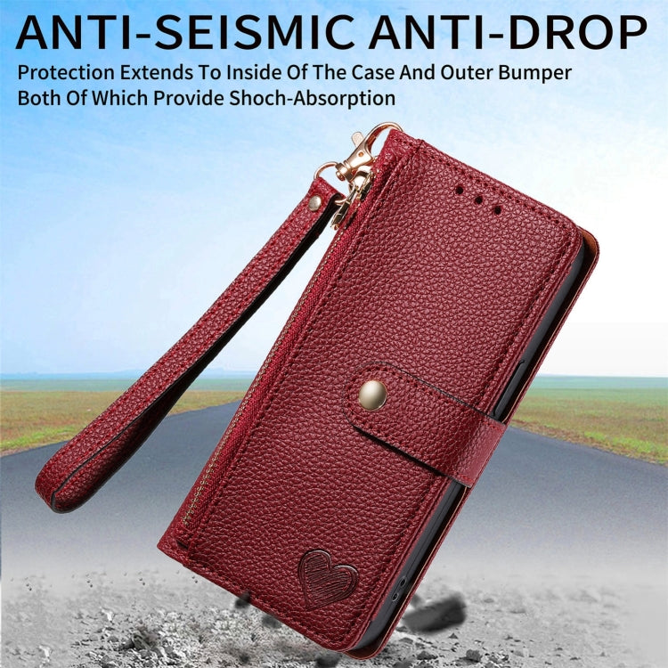 For Samsung Galaxy S25 Ultra 5G Love Zipper Lanyard Leather Phone Case(Red) - Galaxy S25 Ultra 5G Cases by buy2fix | Online Shopping UK | buy2fix