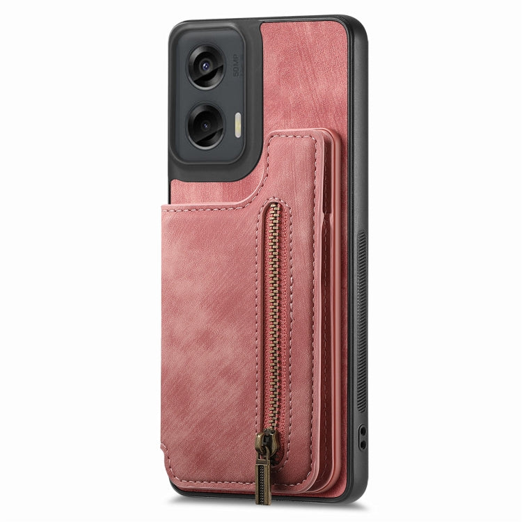 For Motorola G Stylus 5G 2024 Retro Leather Zipper Wallet Back Phone Case(Pink) - Motorola Cases by buy2fix | Online Shopping UK | buy2fix