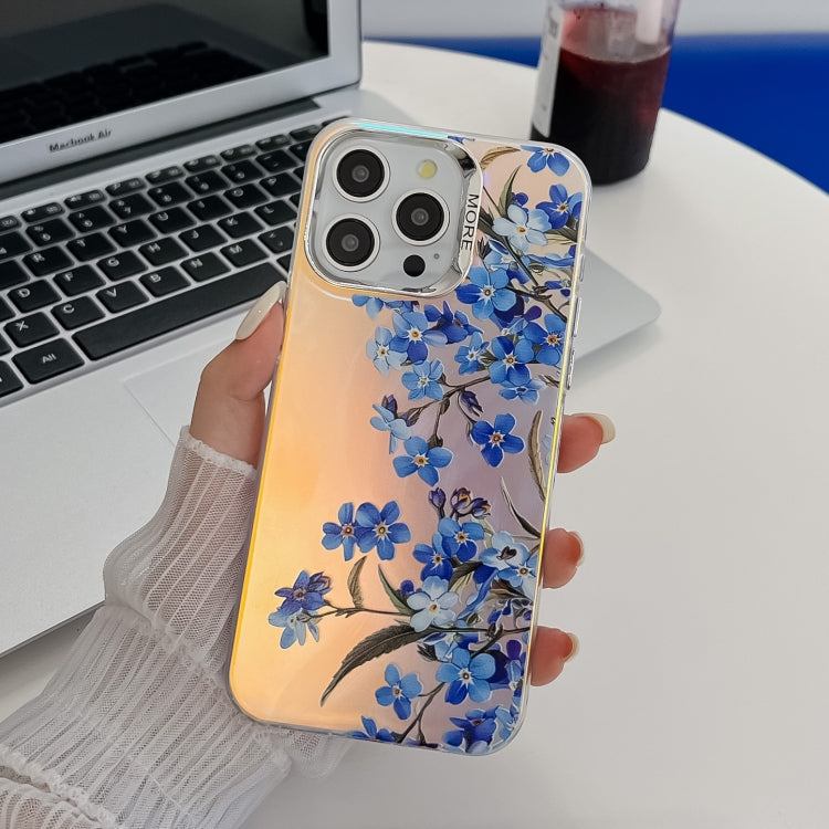 For iPhone 16 Pro Electroplating Laser Flower Texture TPU Phone Case(Myosotis AH2) - iPhone 16 Pro Cases by buy2fix | Online Shopping UK | buy2fix