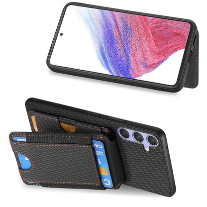 For Samsung Galaxy S25+ 5G Carbon Fiber Vertical Flip Wallet Stand Phone Case(Black) - Galaxy S25+ 5G Cases by buy2fix | Online Shopping UK | buy2fix