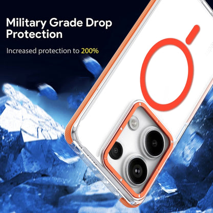 For Xiaomi Redmi Note 13 Pro 4G Magsafe Two-color TPU Transparent PC Shockproof Phone Case(Orange) - Note 13 Pro Cases by buy2fix | Online Shopping UK | buy2fix