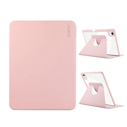 For iPad Air 13 2024 ENKAY 360 Rotation PMMA Leather Smart Tablet Case with Pen Slot(Pink) - iPad Air 13 2024 Cases by ENKAY | Online Shopping UK | buy2fix