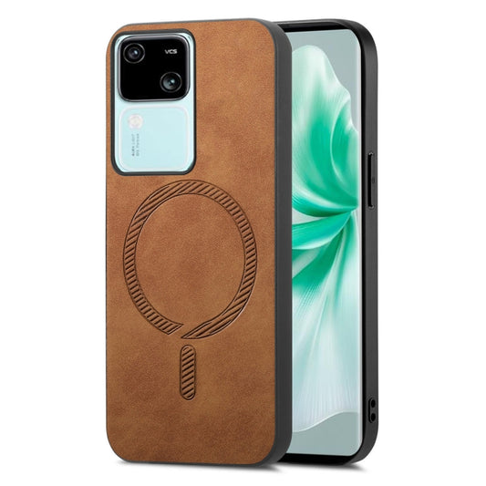 For vivo S18 / S18 Pro 5G Retro Magsafe Magnetic PU Back Cover Phone Case(Brown) - S18 Pro Cases by buy2fix | Online Shopping UK | buy2fix