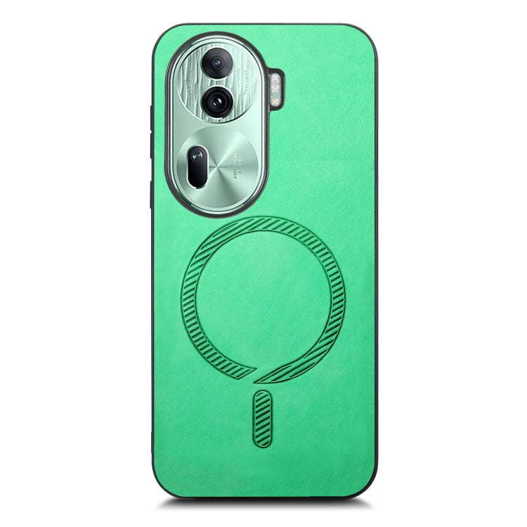 For OPPO Reno11 Pro 5G Global Retro Magsafe Magnetic PU Back Cover Phone Case(Green) - Reno11 Pro Cases by buy2fix | Online Shopping UK | buy2fix