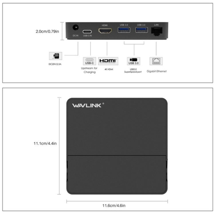 WAVLINK UHP3D01G Gigabit Ethernet USB 3.0 Multi-Function HUB 4K HD Docking Station(AU Plug) - USB 3.0 HUB by WAVLINK | Online Shopping UK | buy2fix