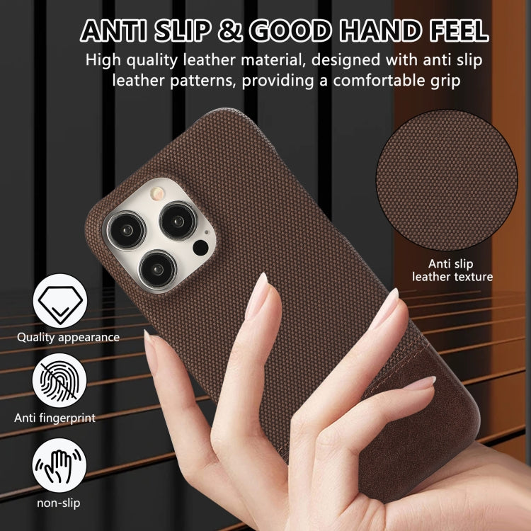 For iPhone 16 Pro Stitching Cloth PU Shockproof Phone Case(Dark Brown) - iPhone 16 Pro Cases by buy2fix | Online Shopping UK | buy2fix