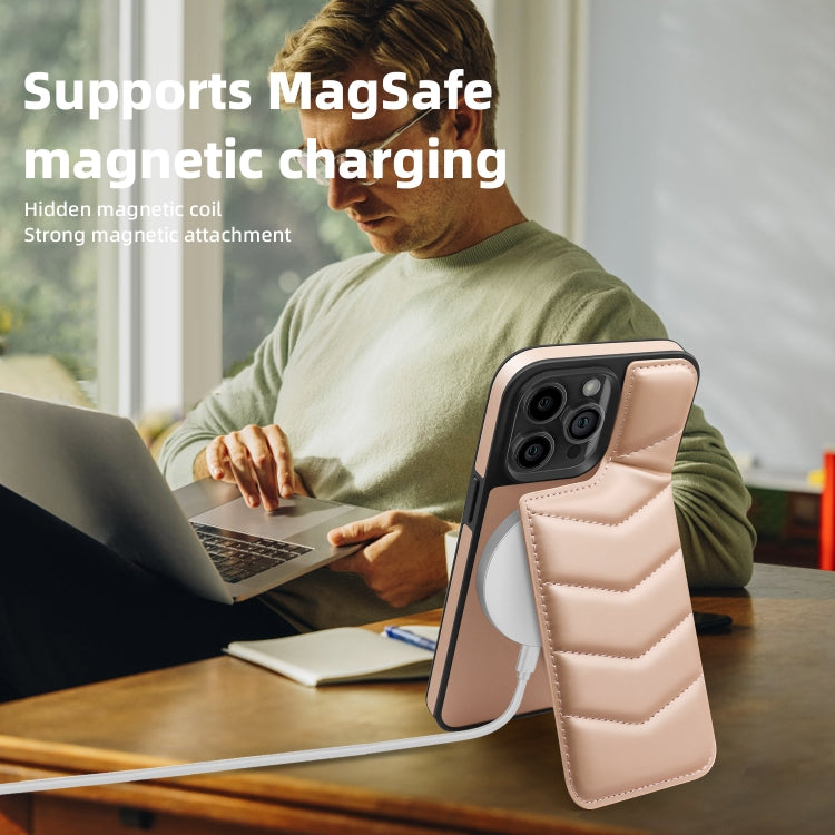 For iPhone 11 Down Jacket Card Bag Holder MagSafe Phone Case(Rose Gold) - iPhone 11 Cases by buy2fix | Online Shopping UK | buy2fix