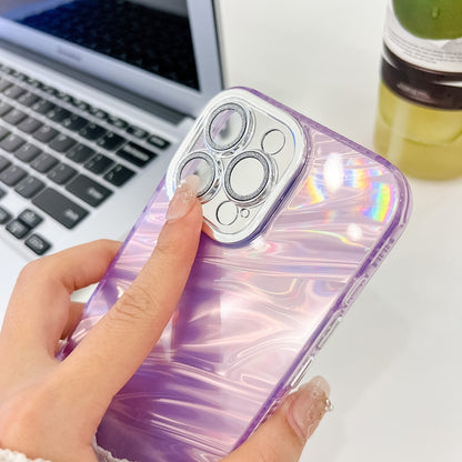 For iPhone 16 Pro Plating Glitter Texture TPU Phone Case with Lens Film(Purple Tinfoil Texture) - iPhone 16 Pro Cases by buy2fix | Online Shopping UK | buy2fix